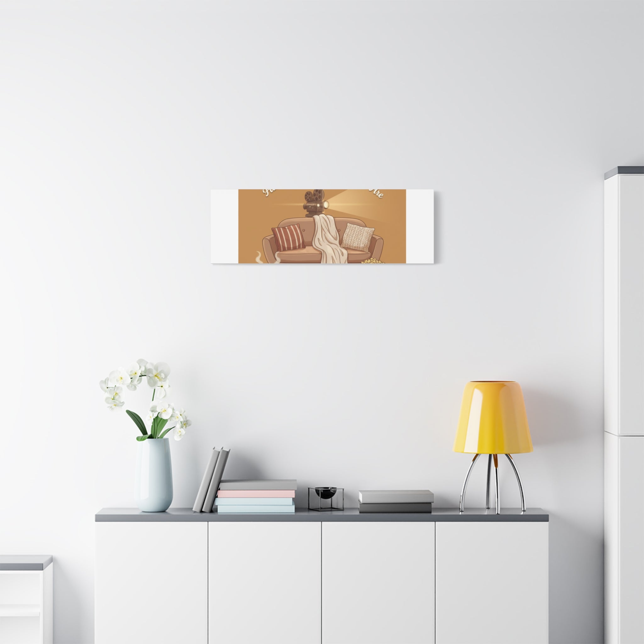 Home Is Where the Movies Are Canvas | cozy night art, home cinema decor