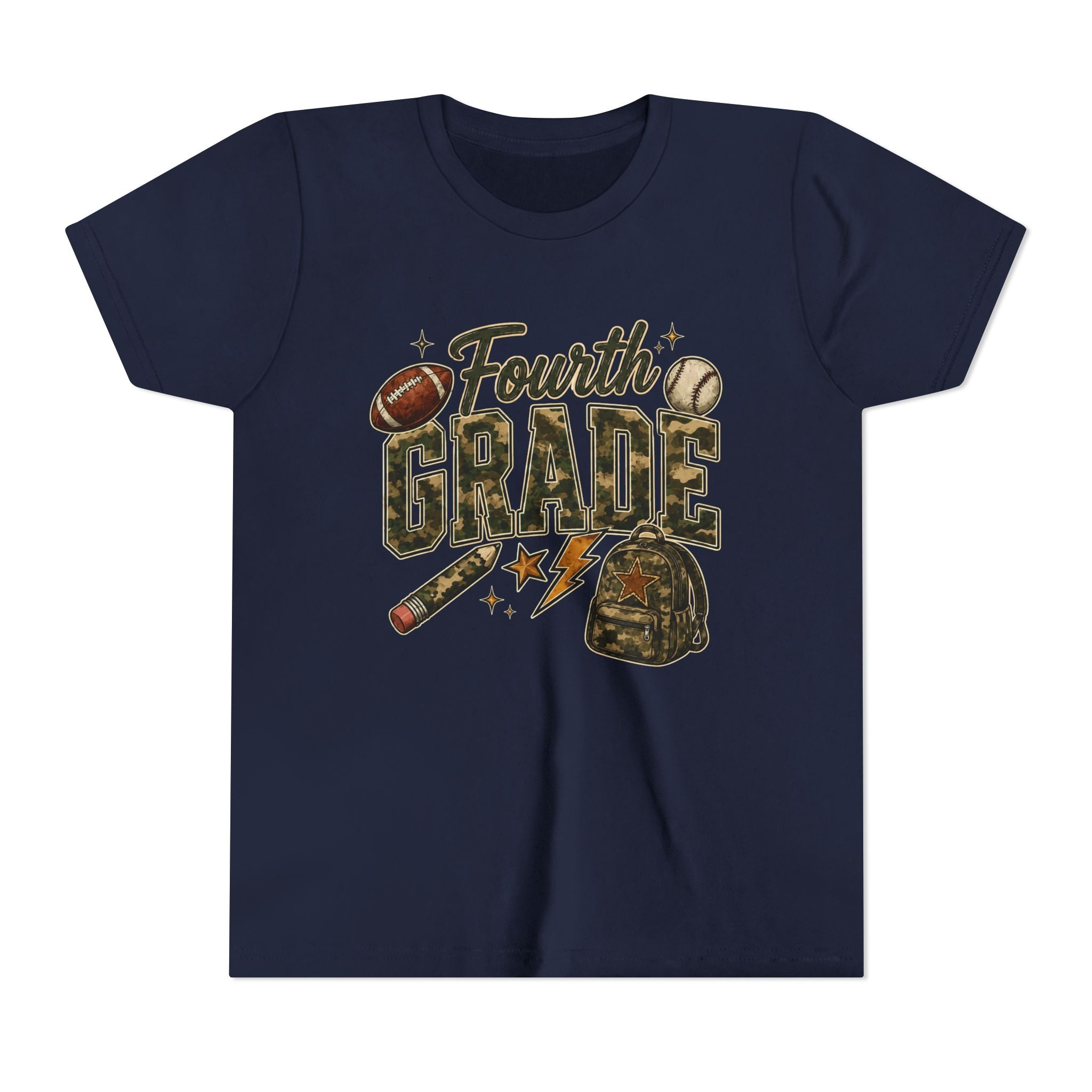 Fourth Grade Kids' T-Shirt – Back-to-School Sports & Backpack Design