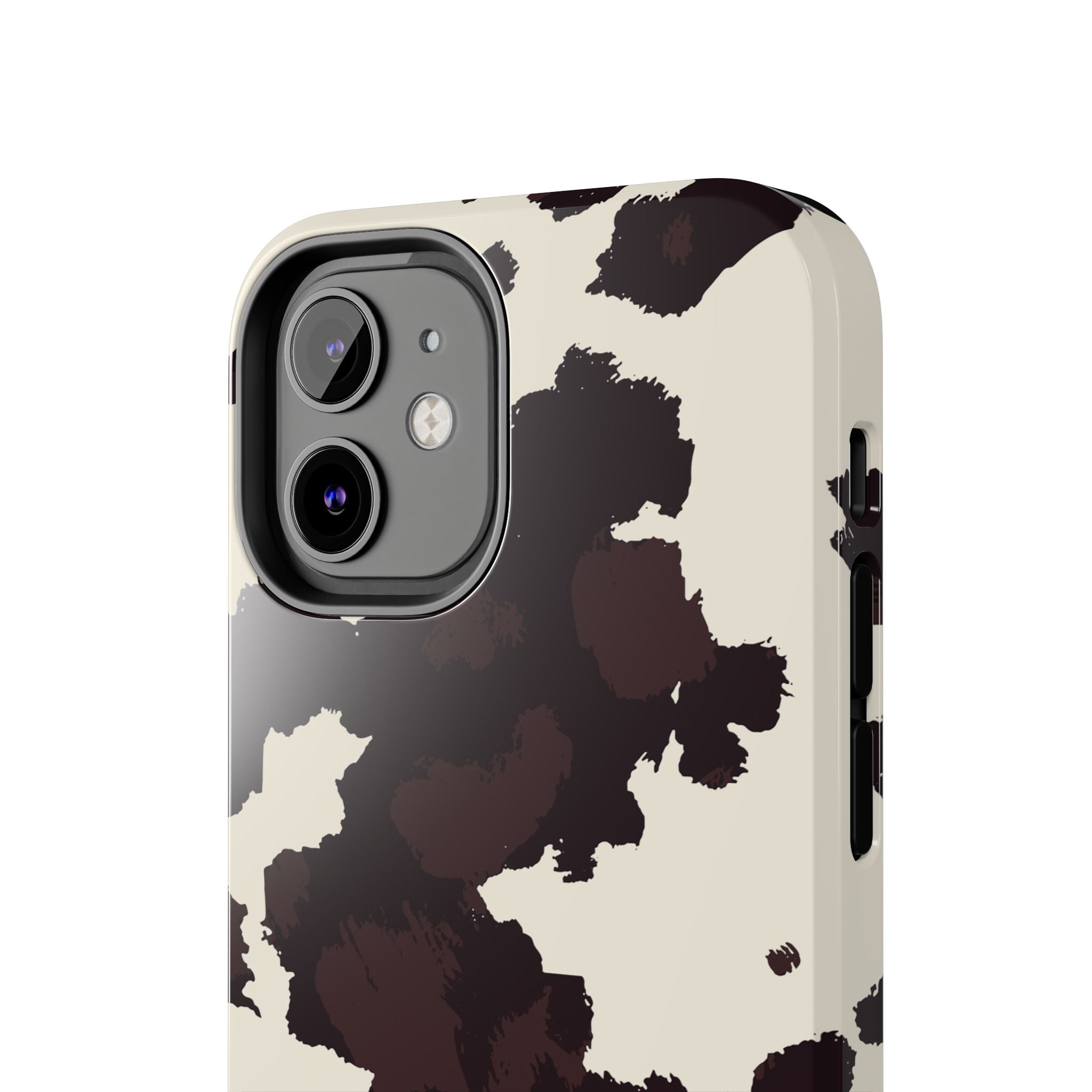 Cow Print Tough Phone Case — Brown Cream Protective Phone Cover