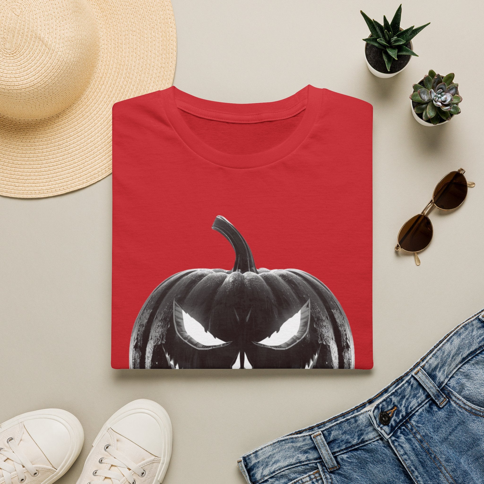 Halloween Jack-O'-Lantern T-Shirt — Spooky Black Pumpkin Graphic