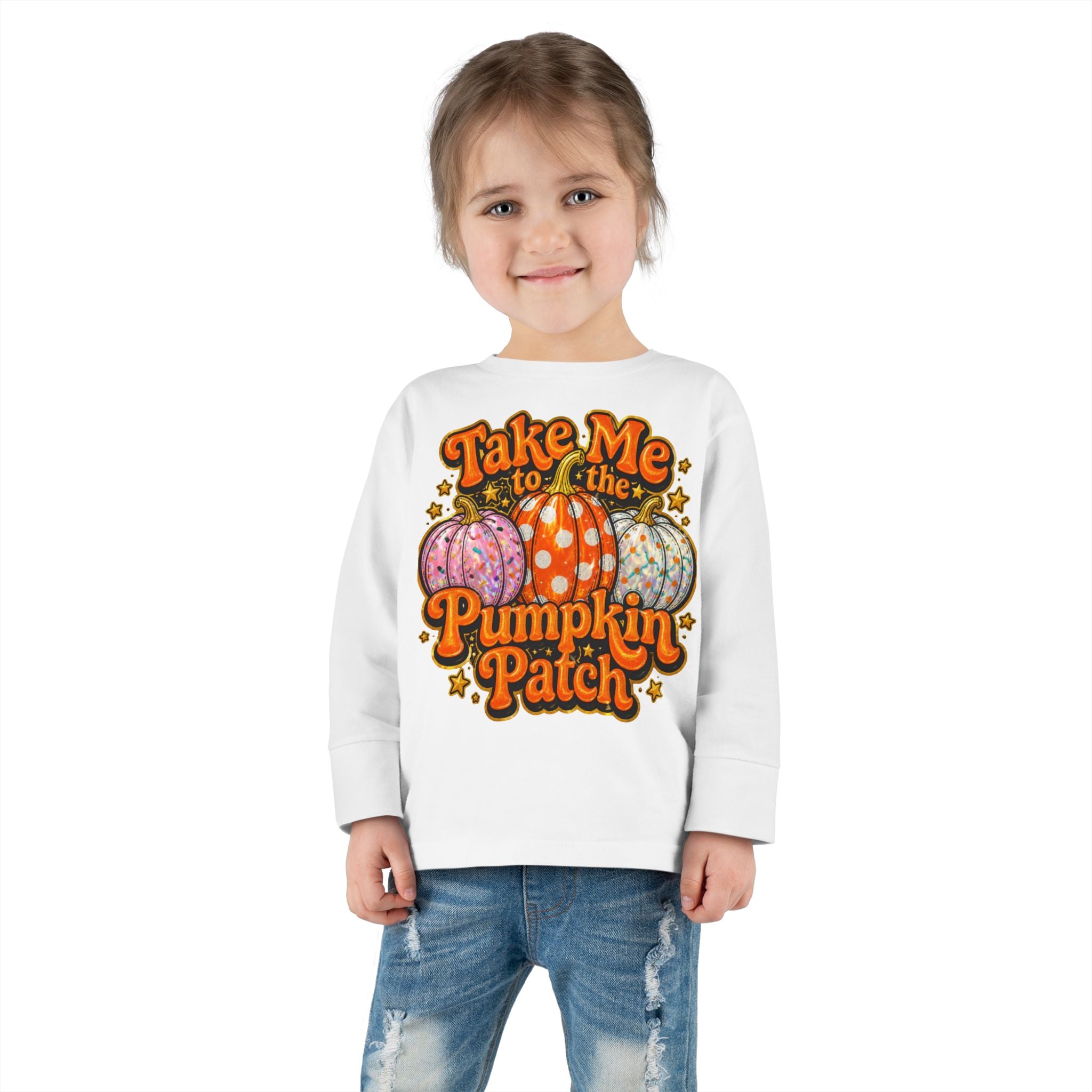 Toddler Long Sleeve Tee - "Take Me to the Pumpkin Patch" Fall Pumpkin Patch Shirt