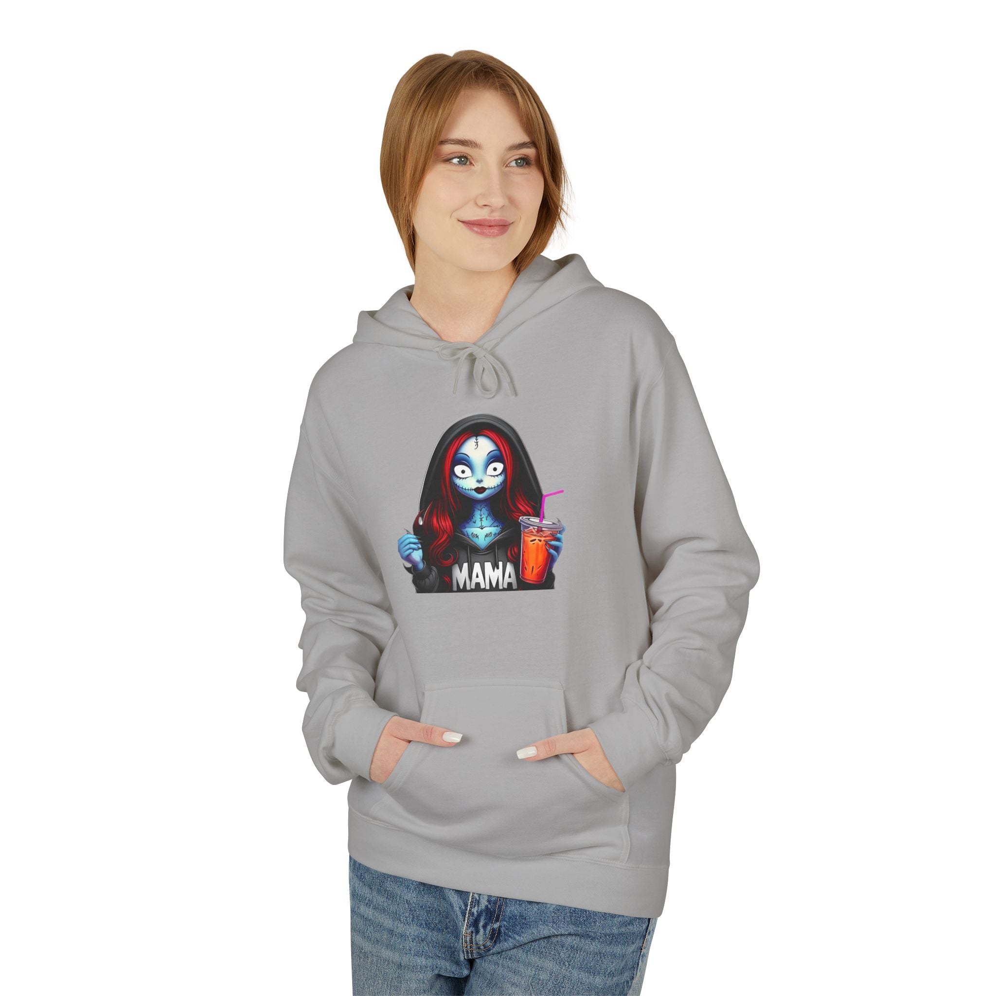 Horror Mama Mask Hoodie — Creepy Neon Mom Graphic Hoodie