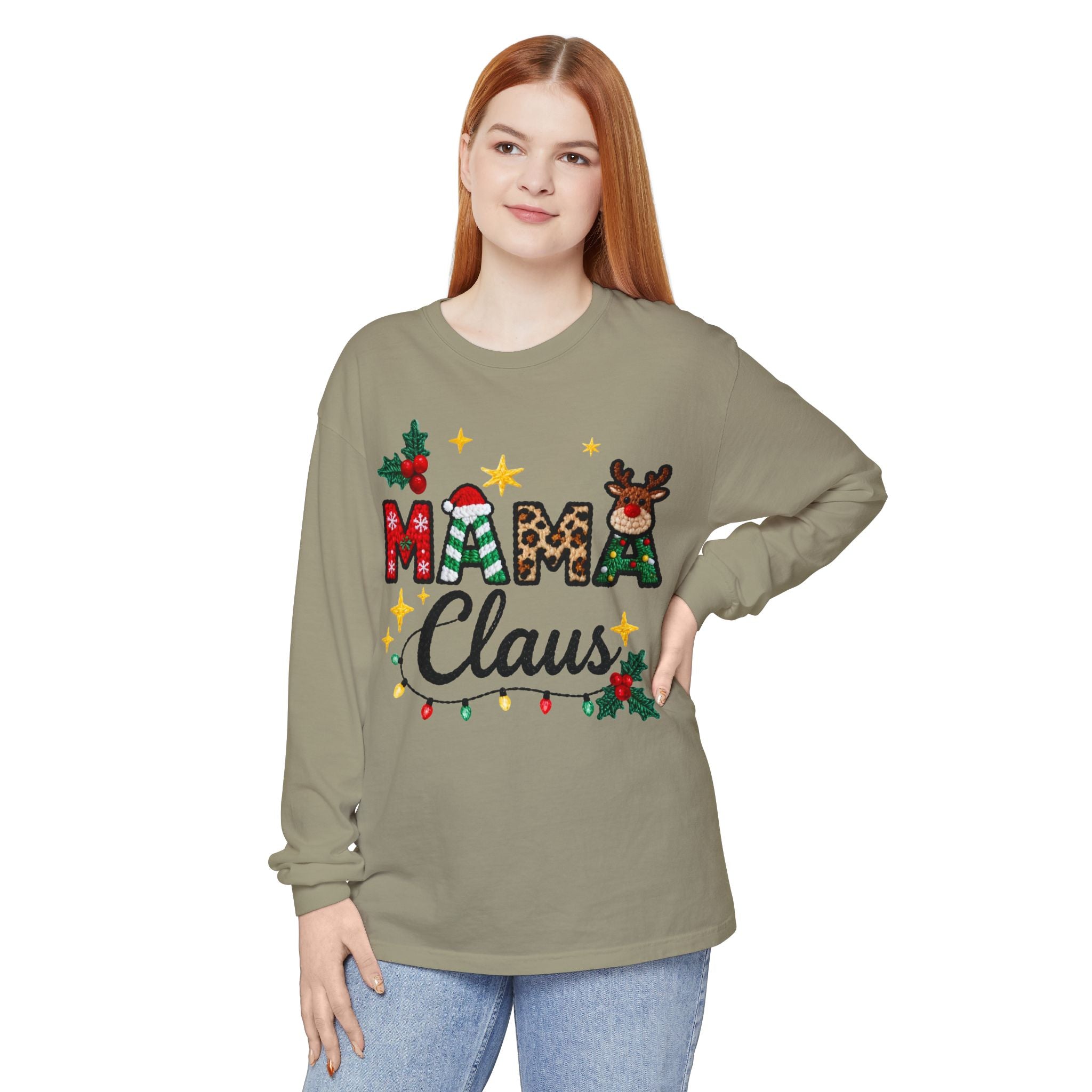 Mama Claus Long Sleeve Tee — Christmas Holiday Family Shirt