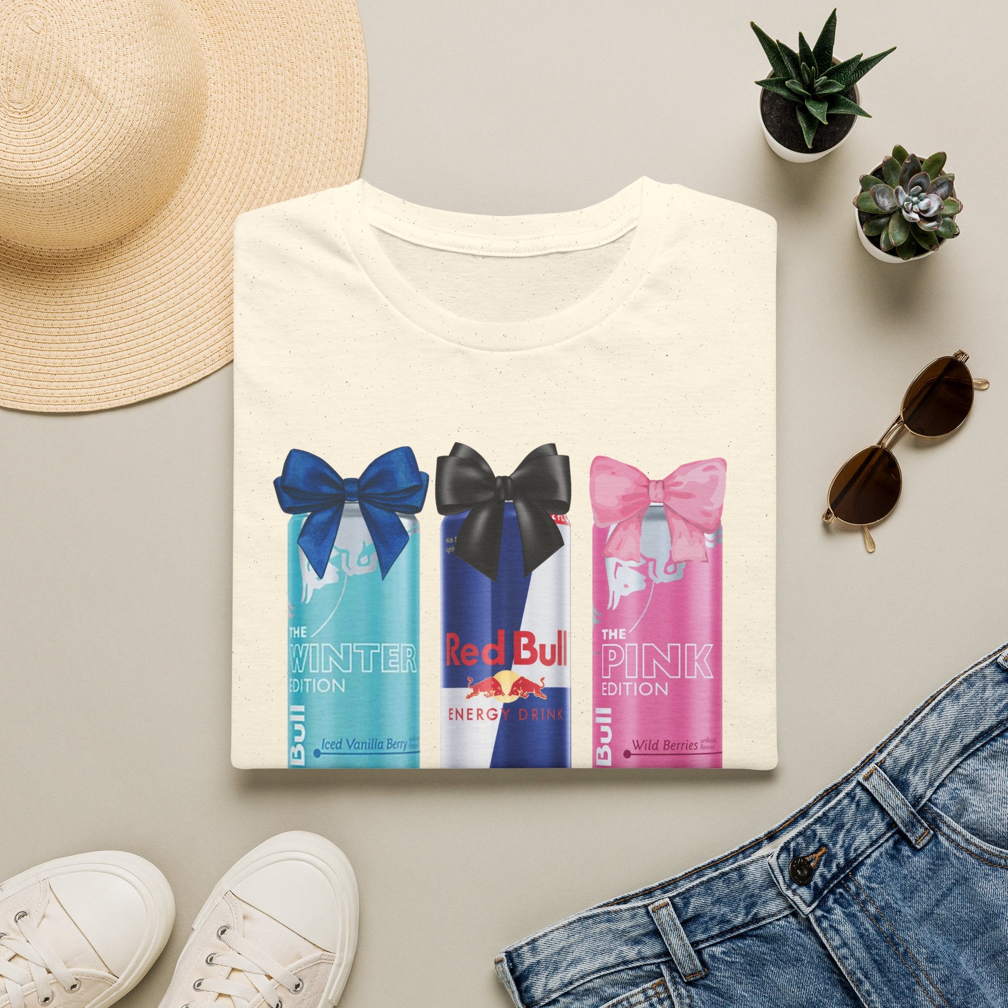 T-Shirt — “First I Need a Red Bull” Energy Drink Can Graphic Tee