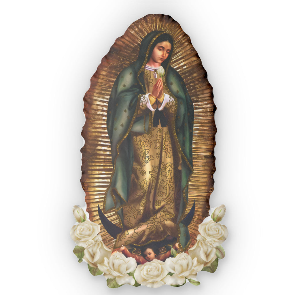 Our Lady of Guadalupe Shaped Pillow — Religious Decorative Cushion