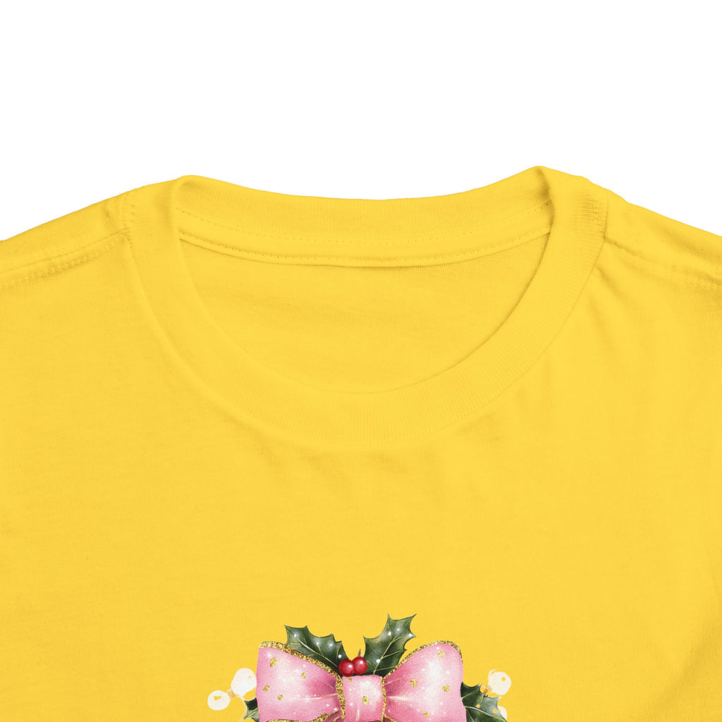 Toddler Christmas Tree Tee — Pink Bow Holiday Shirt