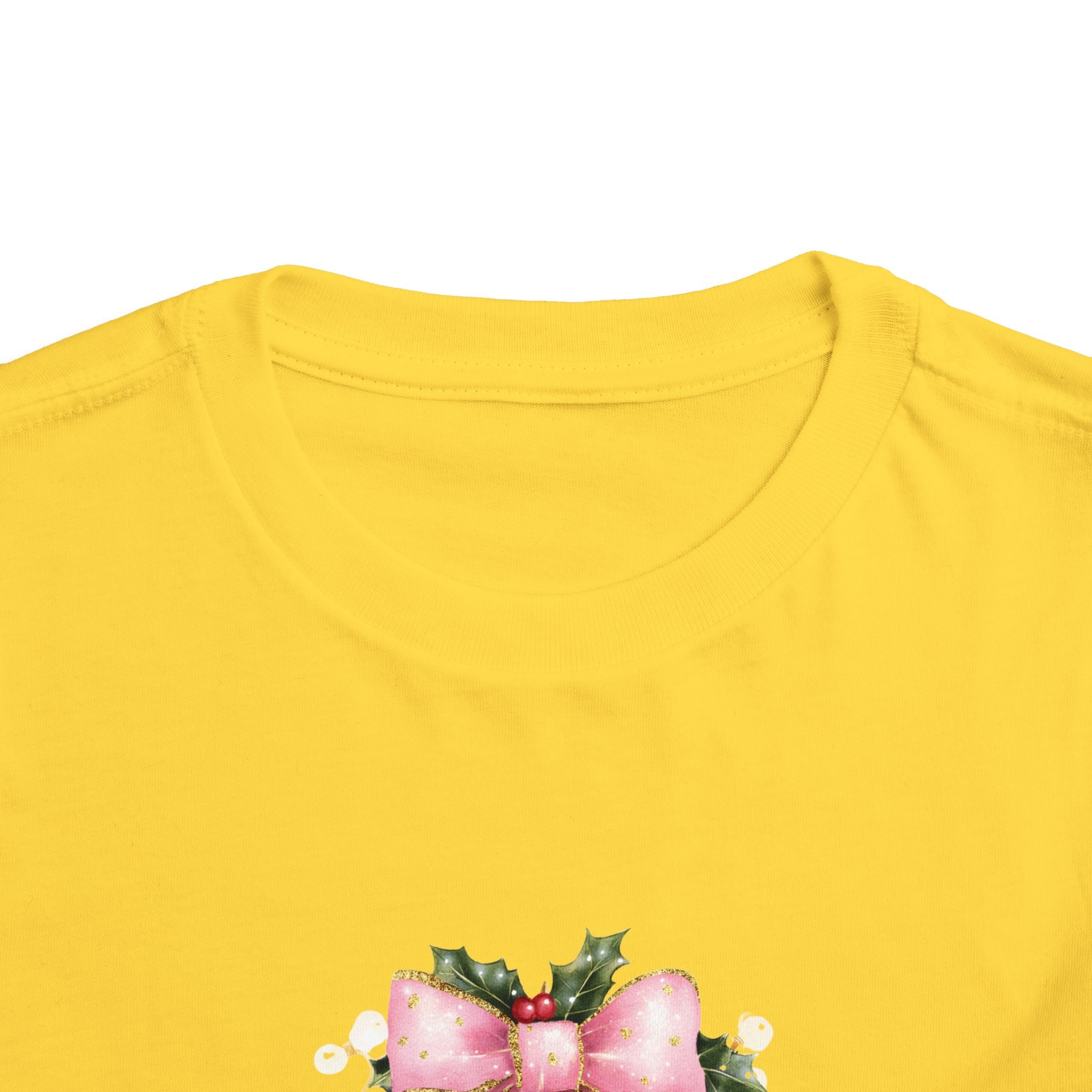 Toddler Christmas Tree Tee — Pink Bow Holiday Shirt