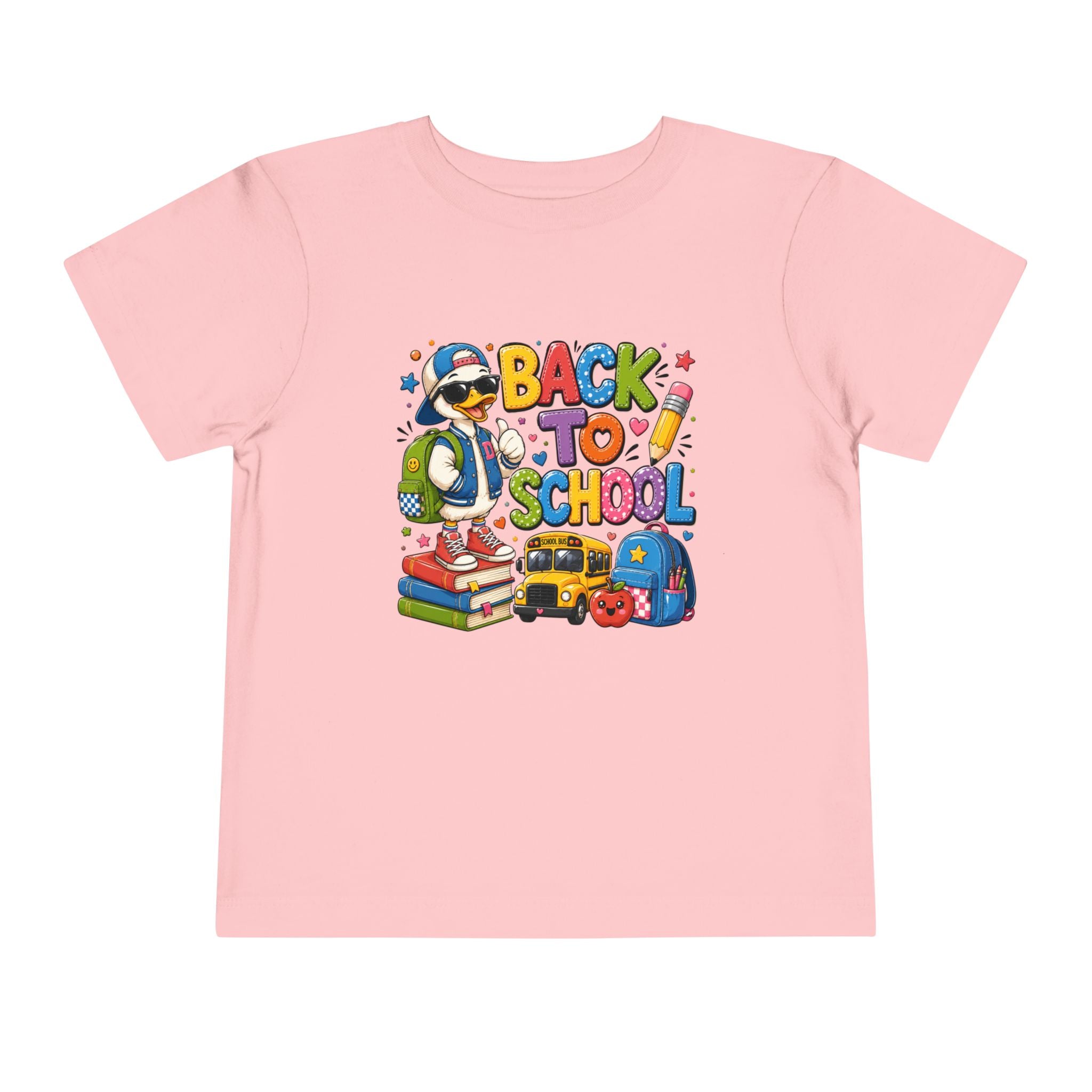 Back to School Toddler Tee — Cute Penguin School Bus Design