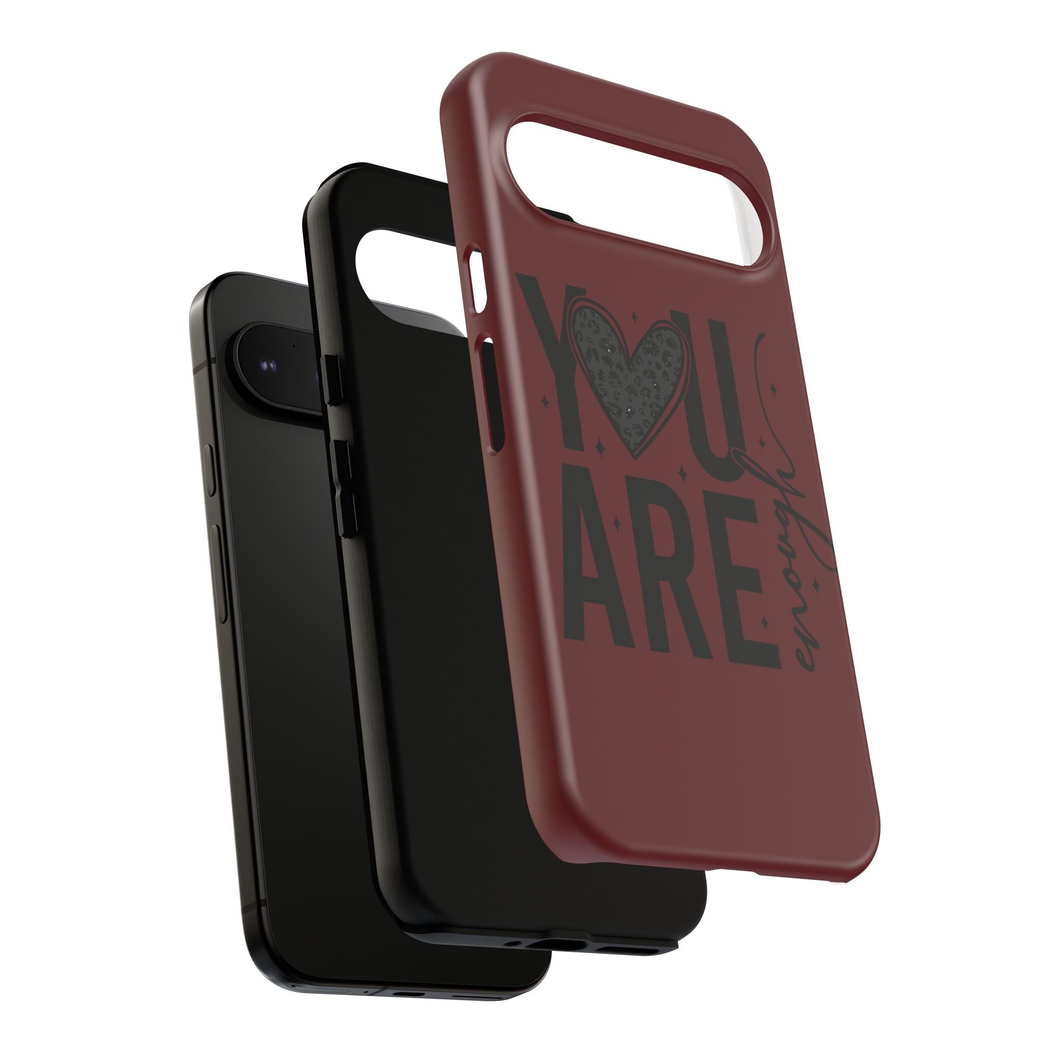 You Are Enough Phone Case — Inspirational Protective iPhone Cover (Maroon)
