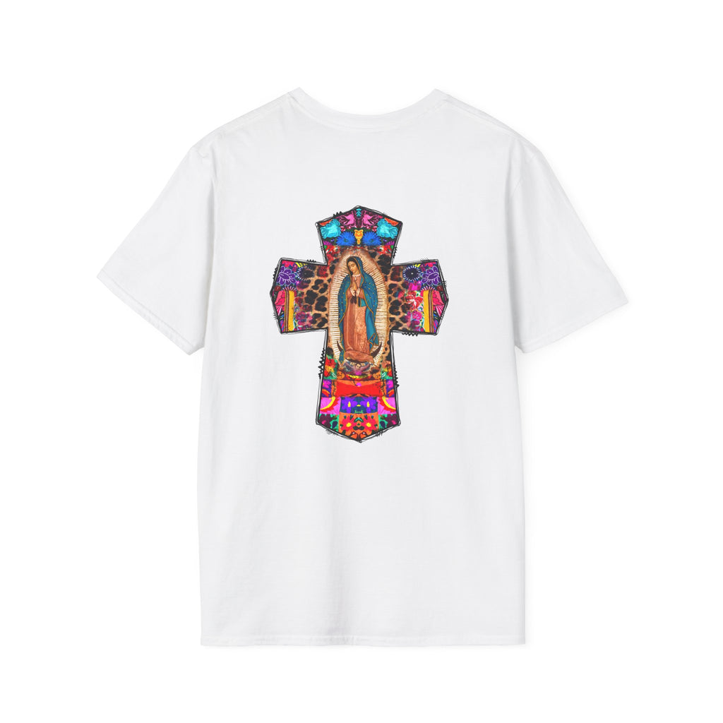 Our Lady of Guadalupe Cross T-Shirt — Colorful Mexican Folk Art Tee