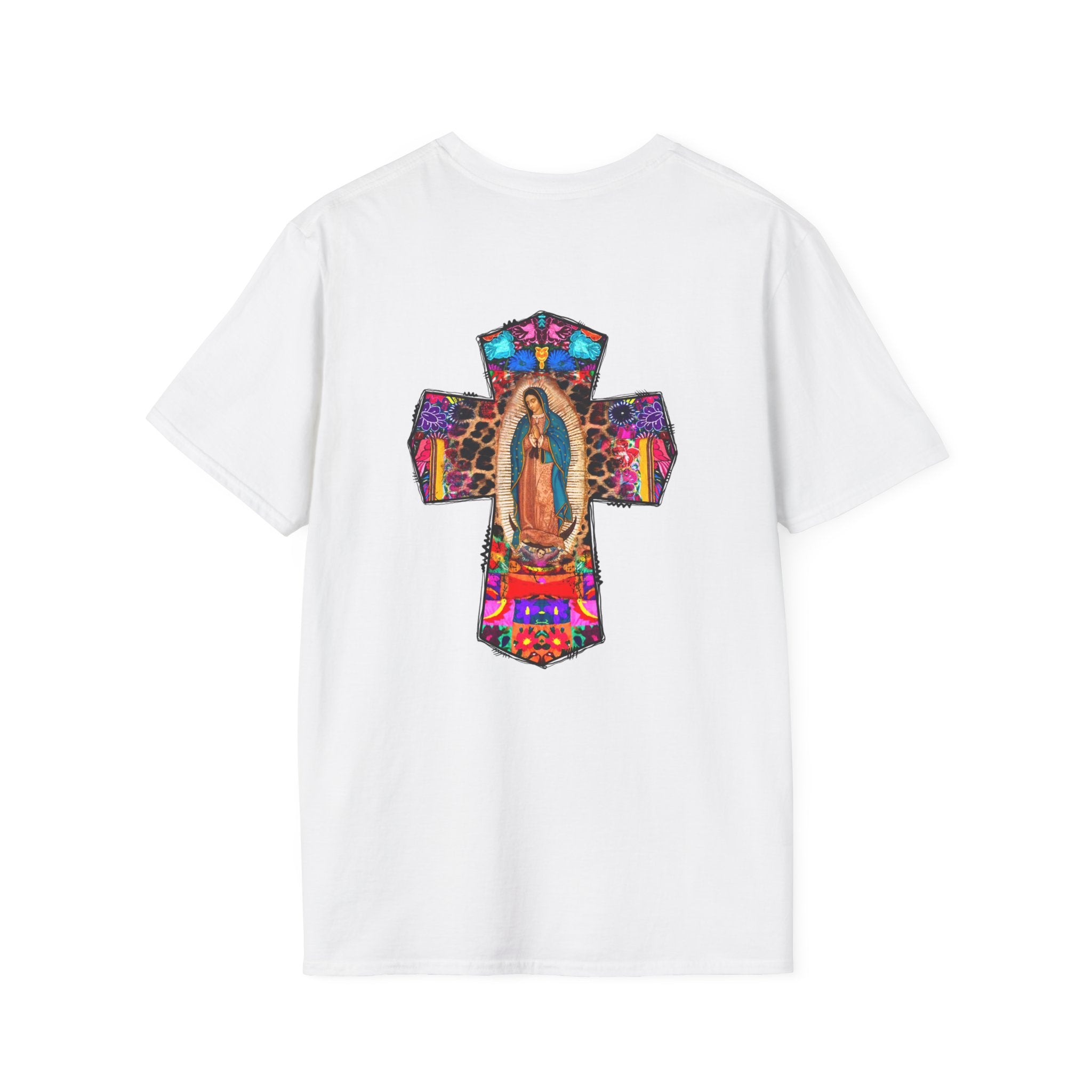 Our Lady of Guadalupe Cross T-Shirt — Colorful Mexican Folk Art Tee