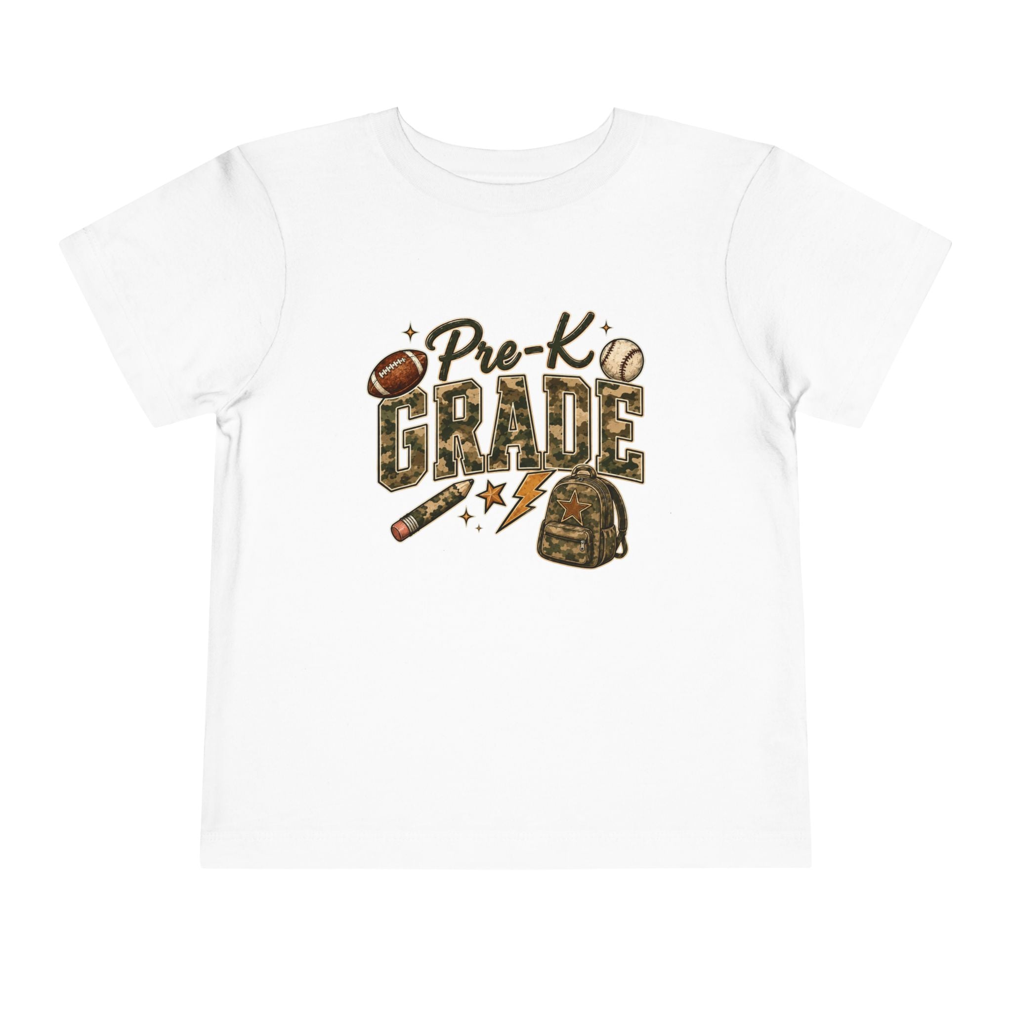 Pre-K Grade Toddler Tee — Back to School Sports Design