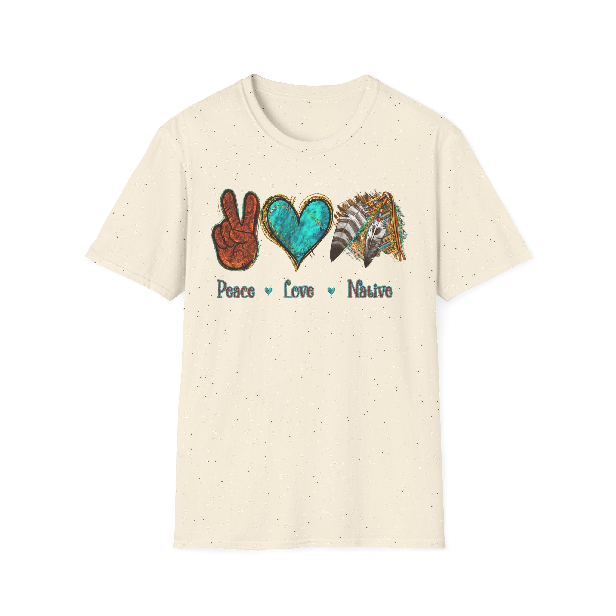 Peace Love Native T-Shirt — Boho Tribal Teal Heart Graphic Tee