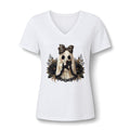 Women's V-Neck Tee — Gothic Doll with Leopard Bow Graphic